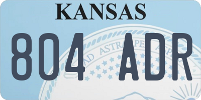 KS license plate 804ADR