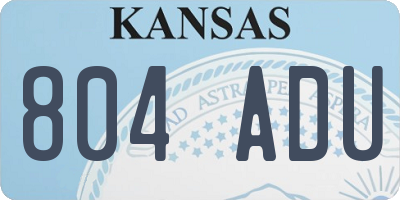 KS license plate 804ADU