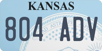 KS license plate 804ADV