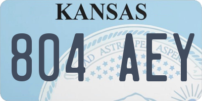 KS license plate 804AEY
