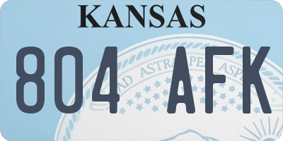 KS license plate 804AFK