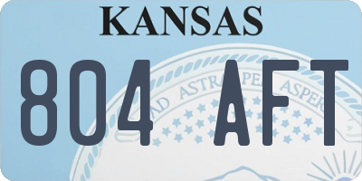 KS license plate 804AFT