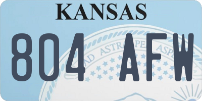KS license plate 804AFW