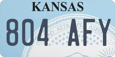 KS license plate 804AFY