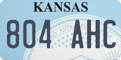 KS license plate 804AHC
