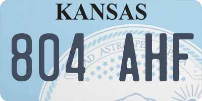 KS license plate 804AHF