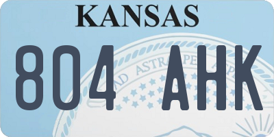 KS license plate 804AHK
