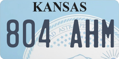 KS license plate 804AHM