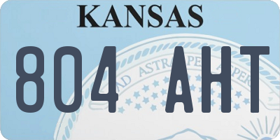 KS license plate 804AHT