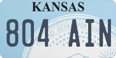 KS license plate 804AIN