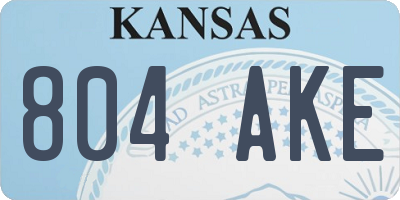 KS license plate 804AKE