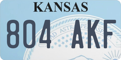 KS license plate 804AKF