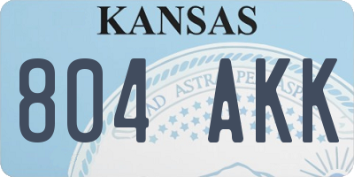 KS license plate 804AKK