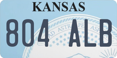 KS license plate 804ALB