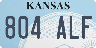 KS license plate 804ALF