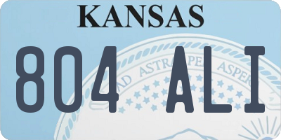 KS license plate 804ALI