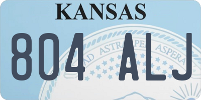 KS license plate 804ALJ