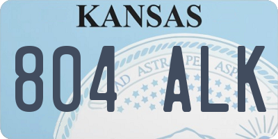 KS license plate 804ALK
