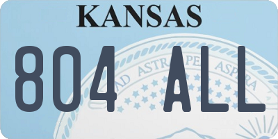 KS license plate 804ALL