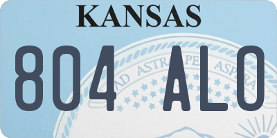 KS license plate 804ALO