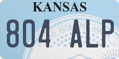 KS license plate 804ALP