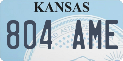 KS license plate 804AME