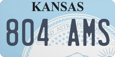 KS license plate 804AMS