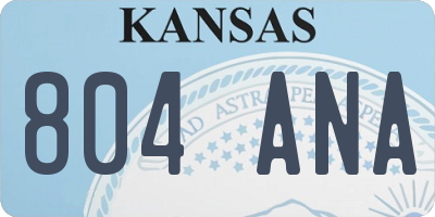 KS license plate 804ANA