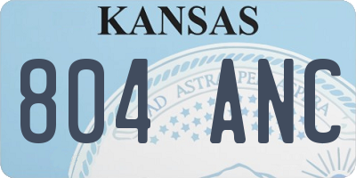 KS license plate 804ANC