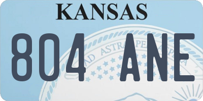 KS license plate 804ANE