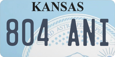 KS license plate 804ANI