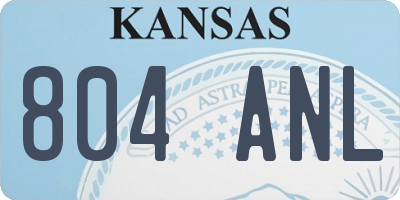 KS license plate 804ANL
