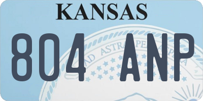 KS license plate 804ANP
