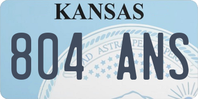 KS license plate 804ANS