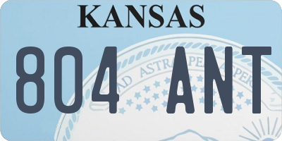 KS license plate 804ANT