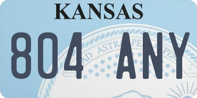 KS license plate 804ANY