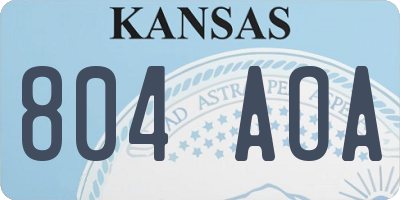 KS license plate 804AOA
