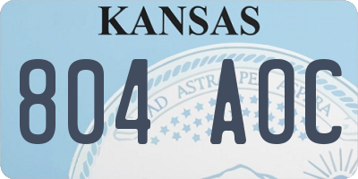 KS license plate 804AOC