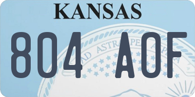 KS license plate 804AOF
