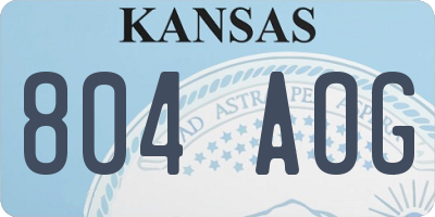 KS license plate 804AOG