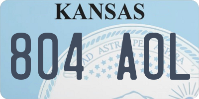 KS license plate 804AOL
