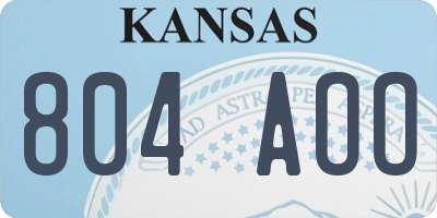 KS license plate 804AOO