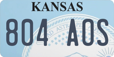 KS license plate 804AOS