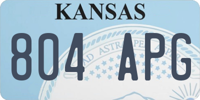KS license plate 804APG