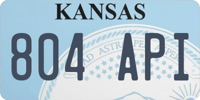 KS license plate 804API