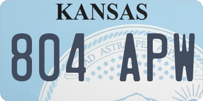KS license plate 804APW