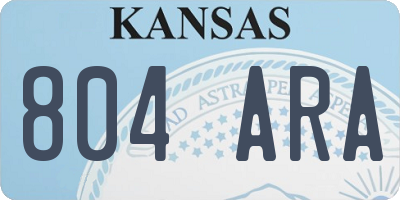 KS license plate 804ARA