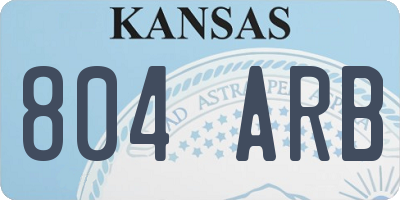 KS license plate 804ARB