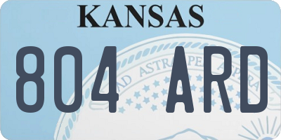 KS license plate 804ARD