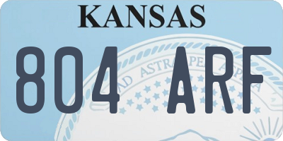 KS license plate 804ARF